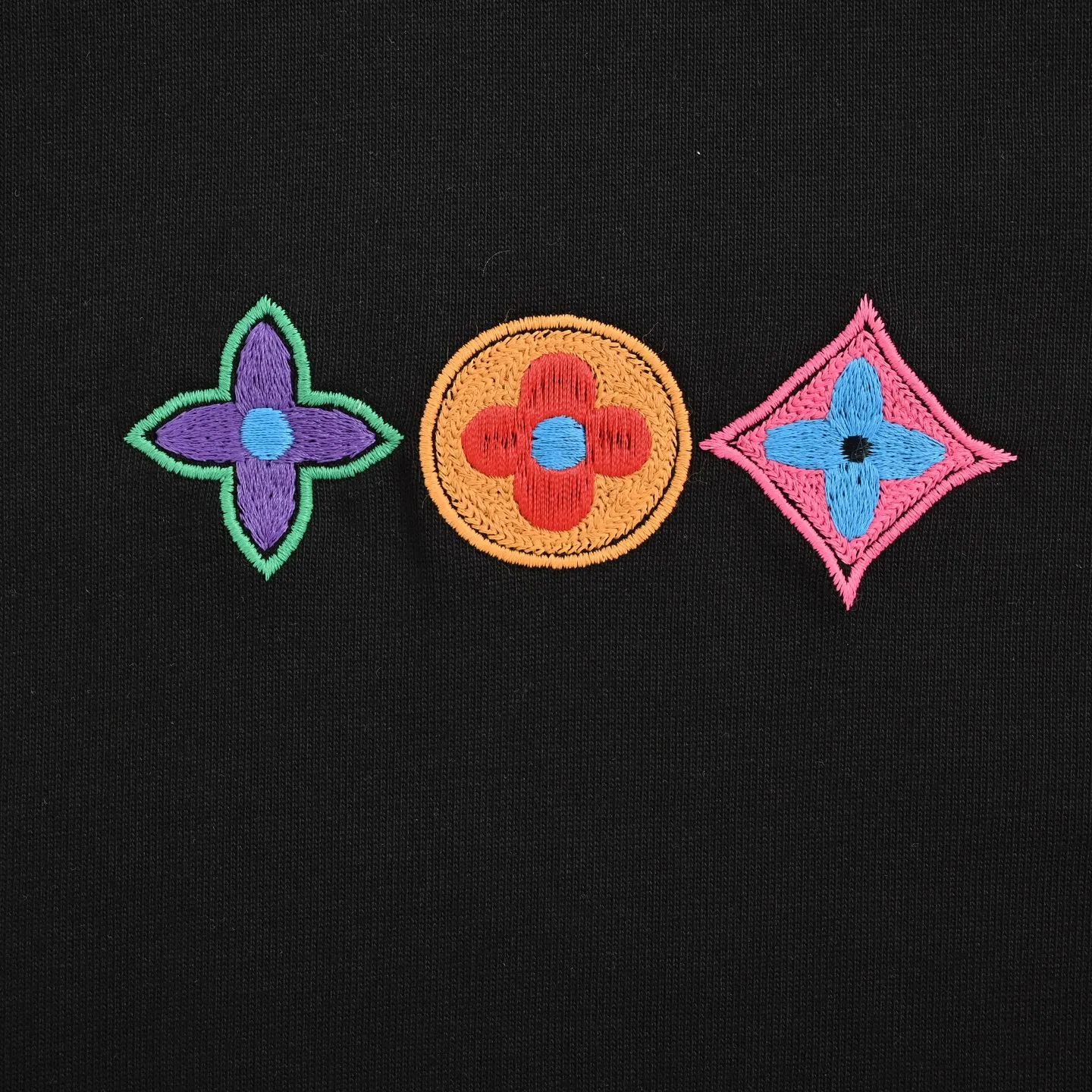Louis Vuitton/Louis Vuitton colorful three-flower embroidered short sleeves